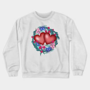 Hearts on a wreath of flowers Crewneck Sweatshirt